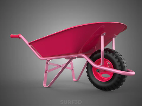 PINK WAGON TOY WHEELBARROW CART LITTLE KID CHILDREN GARDEN TOYS 3D Model