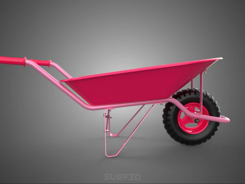 PINK WAGON TOY WHEELBARROW CART LITTLE KID CHILDREN GARDEN TOYS 3D Model