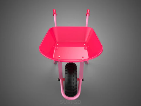 PINK WAGON TOY WHEELBARROW CART LITTLE KID CHILDREN GARDEN TOYS 3D Model