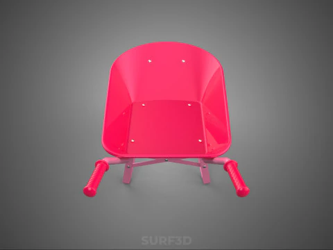 PINK WAGON TOY WHEELBARROW CART LITTLE KID CHILDREN GARDEN TOYS 3D Model