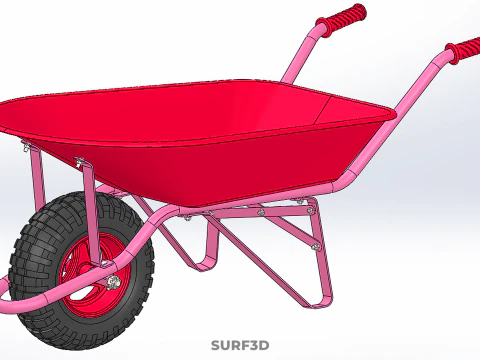 PINK WAGON TOY WHEELBARROW CART LITTLE KID CHILDREN GARDEN TOYS 3D Model