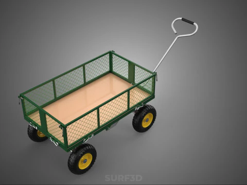 STEEL MESH TRAY GARDEN WHEELBARROW DUMP WAGON CART TROLLEY CARGO 3D Model