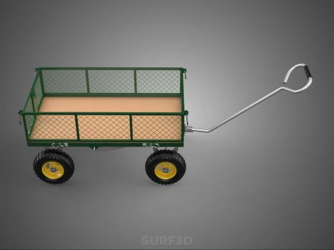 STEEL MESH TRAY GARDEN WHEELBARROW DUMP WAGON CART TROLLEY CARGO 3D Model