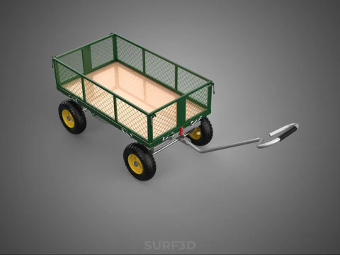 STEEL MESH TRAY GARDEN WHEELBARROW DUMP WAGON CART TROLLEY CARGO 3D Model