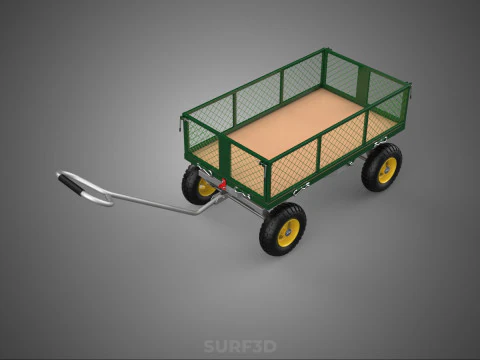 STEEL MESH TRAY GARDEN WHEELBARROW DUMP WAGON CART TROLLEY CARGO 3D Model