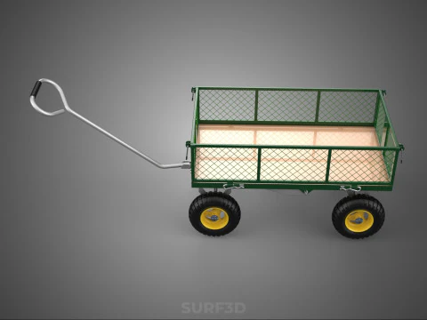 STEEL MESH TRAY GARDEN WHEELBARROW DUMP WAGON CART TROLLEY CARGO 3D Model