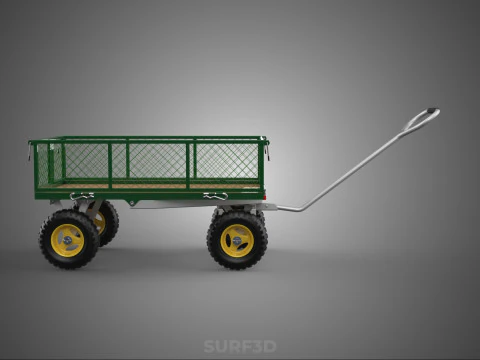 STEEL MESH TRAY GARDEN WHEELBARROW DUMP WAGON CART TROLLEY CARGO 3D Model