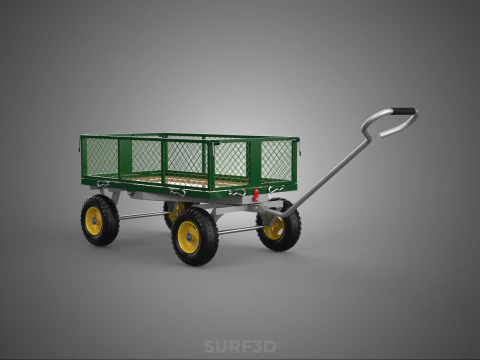STEEL MESH TRAY GARDEN WHEELBARROW DUMP WAGON CART TROLLEY CARGO 3D Model