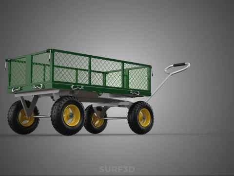 STEEL MESH TRAY GARDEN WHEELBARROW DUMP WAGON CART TROLLEY CARGO 3D Model