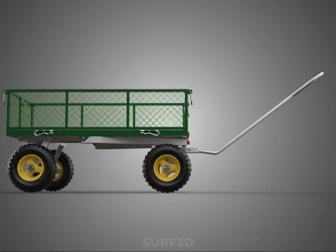 STEEL MESH TRAY GARDEN WHEELBARROW DUMP WAGON CART TROLLEY CARGO 3D Model