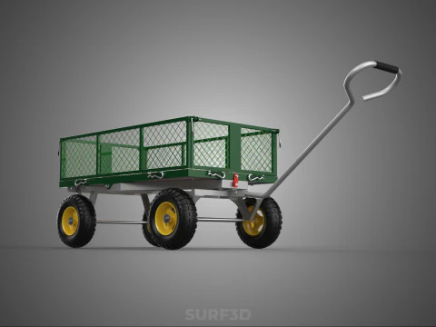 STEEL MESH TRAY GARDEN WHEELBARROW DUMP WAGON CART TROLLEY CARGO 3D Model