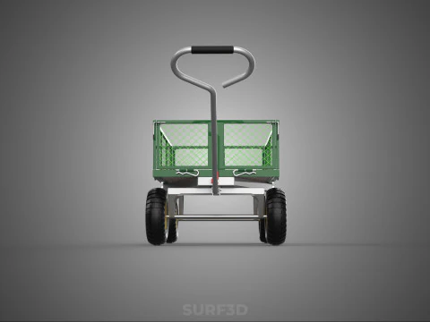 STEEL MESH TRAY GARDEN WHEELBARROW DUMP WAGON CART TROLLEY CARGO 3D Model