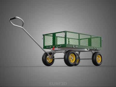 STEEL MESH TRAY GARDEN WHEELBARROW DUMP WAGON CART TROLLEY CARGO 3D Model