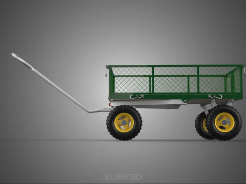 STEEL MESH TRAY GARDEN WHEELBARROW DUMP WAGON CART TROLLEY CARGO 3D Model