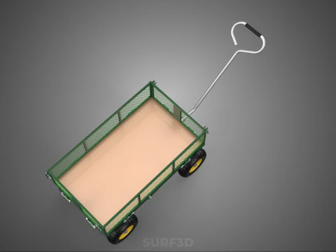 STEEL MESH TRAY GARDEN WHEELBARROW DUMP WAGON CART TROLLEY CARGO 3D Model