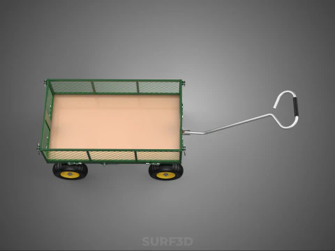 STEEL MESH TRAY GARDEN WHEELBARROW DUMP WAGON CART TROLLEY CARGO 3D Model