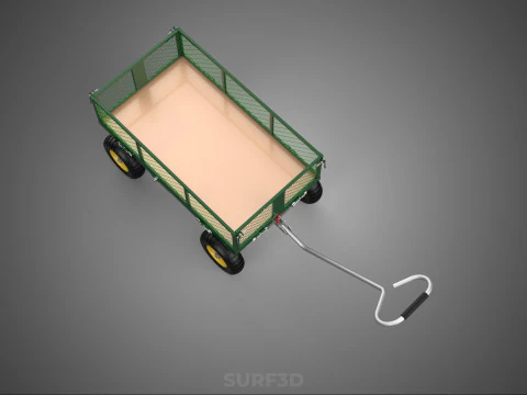 STEEL MESH TRAY GARDEN WHEELBARROW DUMP WAGON CART TROLLEY CARGO 3D Model