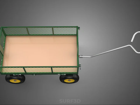 STEEL MESH TRAY GARDEN WHEELBARROW DUMP WAGON CART TROLLEY CARGO 3D Model