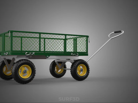 STEEL MESH TRAY GARDEN WHEELBARROW DUMP WAGON CART TROLLEY CARGO 3D Model