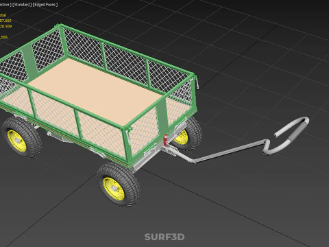 STEEL MESH TRAY GARDEN WHEELBARROW DUMP WAGON CART TROLLEY CARGO 3D Model