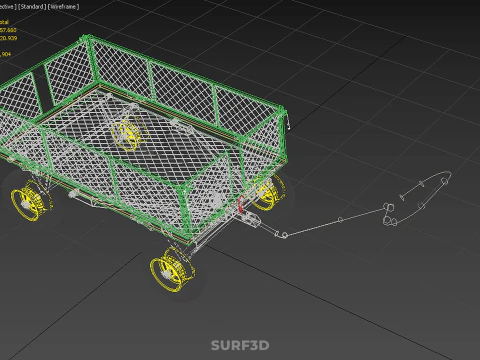 STEEL MESH TRAY GARDEN WHEELBARROW DUMP WAGON CART TROLLEY CARGO 3D Model