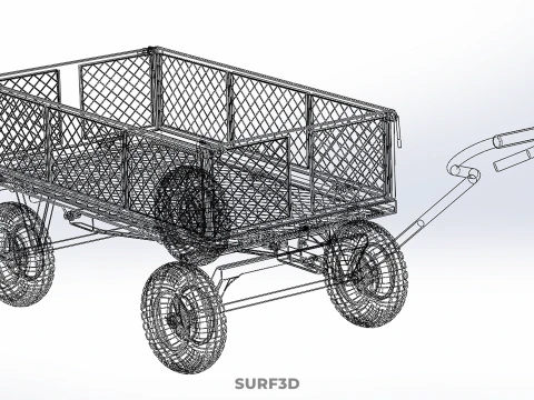 STEEL MESH TRAY GARDEN WHEELBARROW DUMP WAGON CART TROLLEY CARGO 3D Model