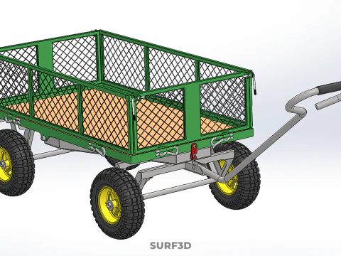 STEEL MESH TRAY GARDEN WHEELBARROW DUMP WAGON CART TROLLEY CARGO 3D Model