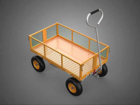 QUAD EMPAT 4 RODA CAGE GARDEN WAGON CART WHEEL BARROW TRAILER Model 3D