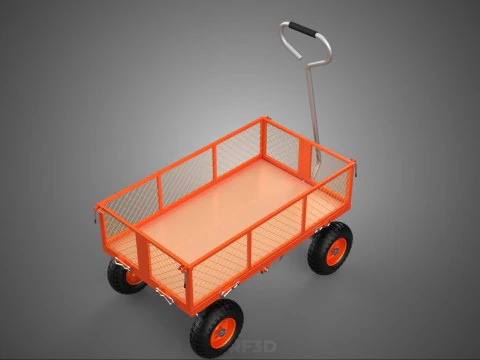 REMOVABLE WAGON CAGE MESH CART TRAILER LARGE HAND TRUCK PLATFORM 3D Model