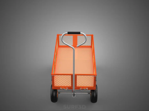 REMOVABLE WAGON CAGE MESH CART TRAILER LARGE HAND TRUCK PLATFORM 3D Model