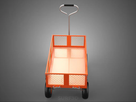 REMOVABLE WAGON CAGE MESH CART TRAILER LARGE HAND TRUCK PLATFORM 3D Model