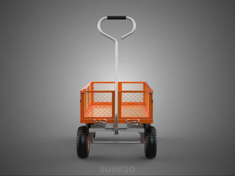 REMOVABLE WAGON CAGE MESH CART TRAILER LARGE HAND TRUCK PLATFORM 3D Model