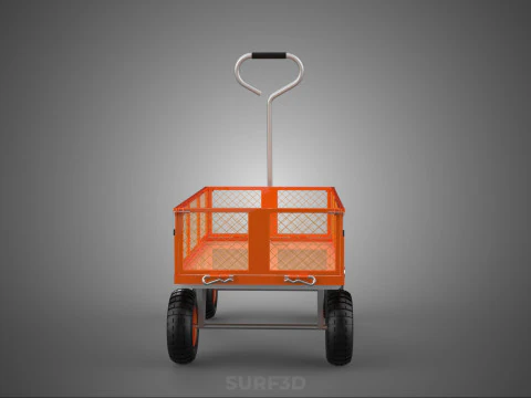 REMOVABLE WAGON CAGE MESH CART TRAILER LARGE HAND TRUCK PLATFORM 3D Model