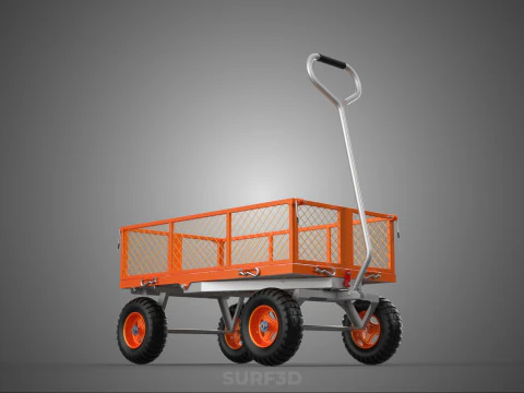 REMOVABLE WAGON CAGE MESH CART TRAILER LARGE HAND TRUCK PLATFORM 3D Model