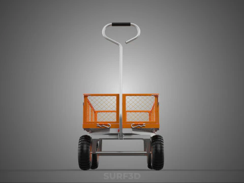 REMOVABLE WAGON CAGE MESH CART TRAILER LARGE HAND TRUCK PLATFORM 3D Model