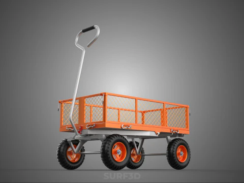 REMOVABLE WAGON CAGE MESH CART TRAILER LARGE HAND TRUCK PLATFORM 3D Model