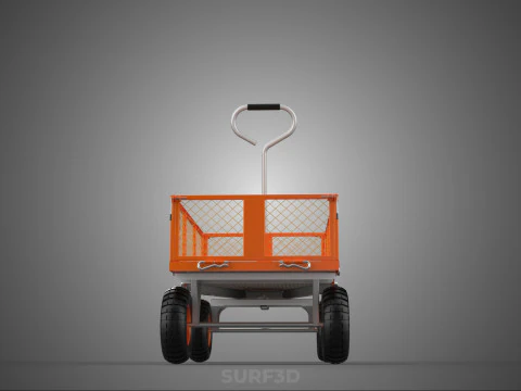 REMOVABLE WAGON CAGE MESH CART TRAILER LARGE HAND TRUCK PLATFORM 3D Model