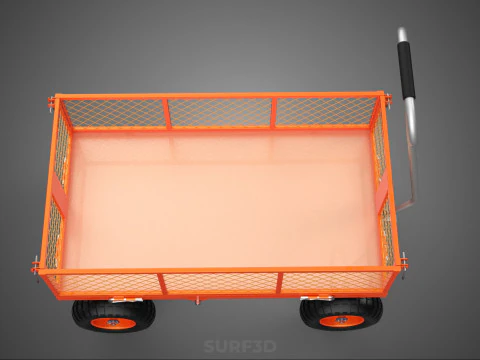REMOVABLE WAGON CAGE MESH CART TRAILER LARGE HAND TRUCK PLATFORM 3D Model
