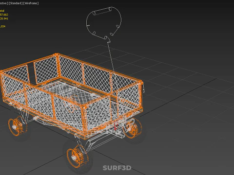 REMOVABLE WAGON CAGE MESH CART TRAILER LARGE HAND TRUCK PLATFORM 3D Model