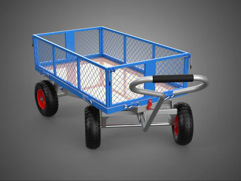 PALETA DE MANO 4W DEL CARRO DEL C&Eacute;SPED DEL PATIO DEL CARRO DEL VAG&Oacute;N PARA UTILIDADES DEL JARD&Iacute;N DE ACERO Modelo 3D