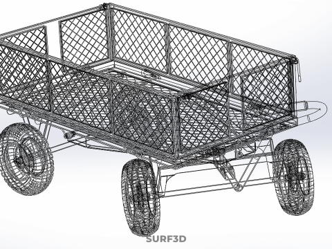 STEEL GARDEN UTILITY WAGON CART YARD LAWN TROLLEY HAND PALLET 4W 3D Model