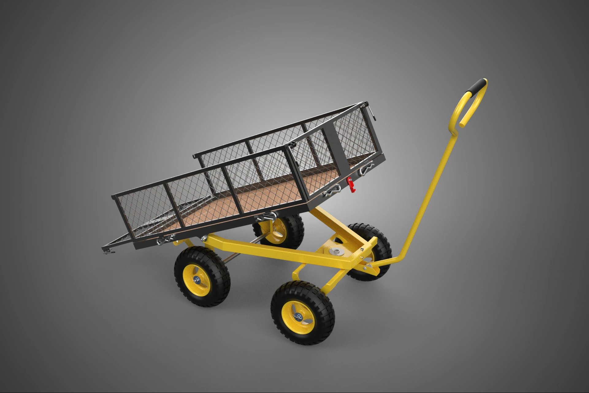 TILTING LIFT MESH BED DUMP GARDEN WAGON FOUR CARGO CAGE CART 4W 3D Model .c4d .max .obj .3ds .fbx .stl .blend 