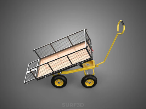 TILTING LIFT MESH BED DUMP GARDEN WAGON FOUR CARGO CAGE CART 4W 3D Model