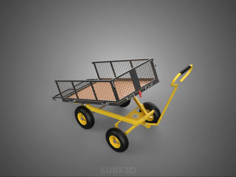 TILTING LIFT MESH BED DUMP GARDEN WAGON FOUR CARGO CAGE CART 4W 3D Model