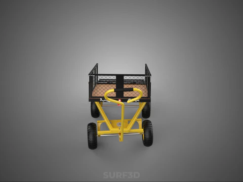 TILTING LIFT MESH BED DUMP GARDEN WAGON FOUR CARGO CAGE CART 4W 3D Model
