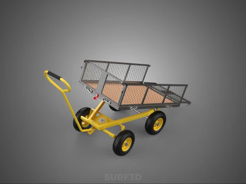 TILTING LIFT MESH BED DUMP GARDEN WAGON FOUR CARGO CAGE CART 4W 3D Model