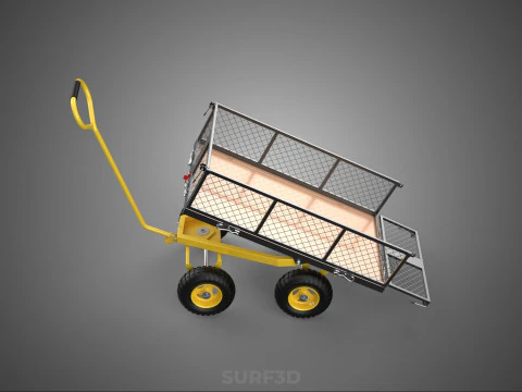 TILTING LIFT MESH BED DUMP GARDEN WAGON FOUR CARGO CAGE CART 4W 3D Model