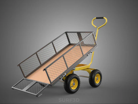 TILTING LIFT MESH BED DUMP GARDEN WAGON FOUR CARGO CAGE CART 4W 3D Model