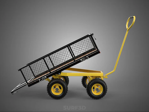 TILTING LIFT MESH BED DUMP GARDEN WAGON FOUR CARGO CAGE CART 4W 3D Model