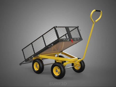 TILTING LIFT MESH BED DUMP GARDEN WAGON FOUR CARGO CAGE CART 4W 3D Model